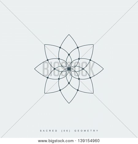 flower of life. sacred geometry. lotus flower. mandala ornament. esoteric or spiritual symbol. isolated on white background. vector illustration