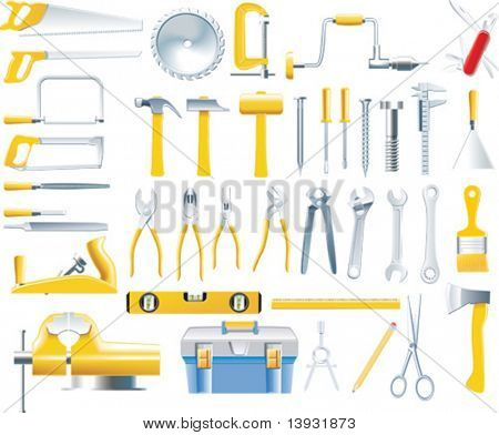 Vector woodworker tools icon set