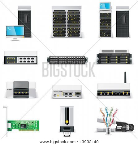 Vector white computer icon set. Part 2. Networking