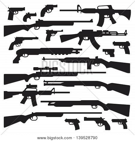 Guns rifles shotguns handguns assault rifles and other general guns silhouettes.