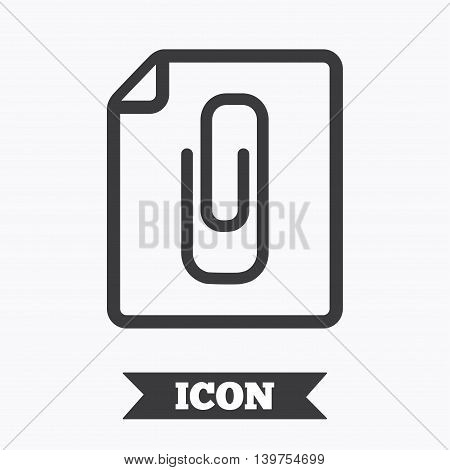 File annex icon. Paper clip symbol. Attach symbol. Graphic design element. Flat attachment symbol on white background. Vector