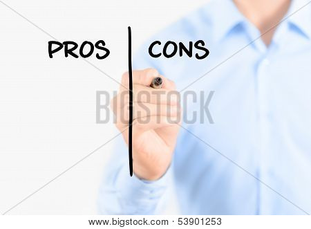 Businessman Writing Pros And Cons