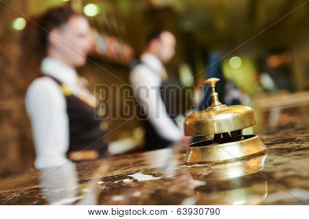 Modern luxury hotel reception counter desk with bell