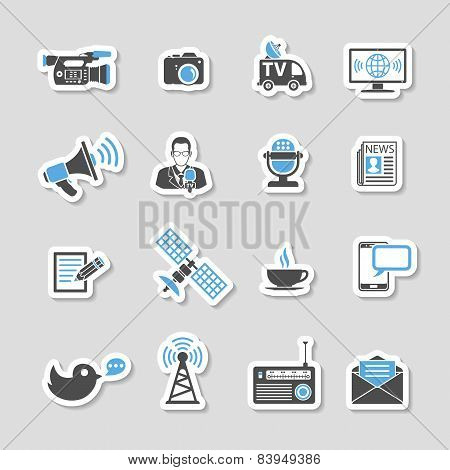 Media And News Icons Sticker Set