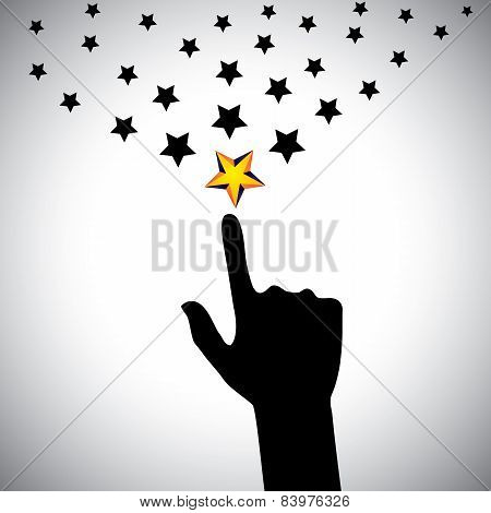 Vector Icon Of Hand Reaching For Stars - Concept Of Ambition