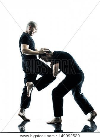 men krav maga fighters fighting isolated