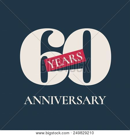 60 Years Anniversary Celebration Vector Icon, Logo. Template Graphic Design Element For 60th Anniver