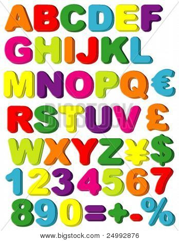 Vector Magnets of Alphabet, Numbers, Maths & Currencies