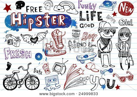 Hipsters doodle set