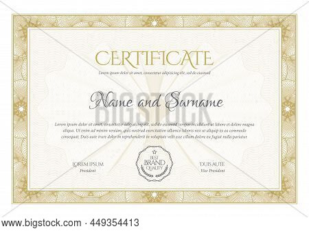 Certificate Template. Diploma Of Modern Design Or Gift Certificate.