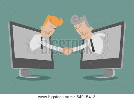 Businessman shake hand , Online Business , Online Marketing