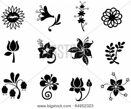 Fantasy Flower Icon Silhouettecollection Set 2(vector)