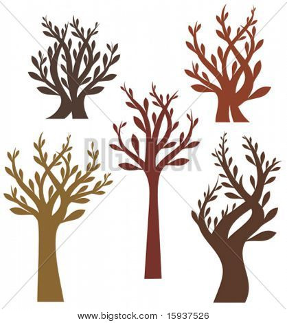 Vector tree designs in a single style. Check my portfolio for more of this series as well as thousands of other great vector items.