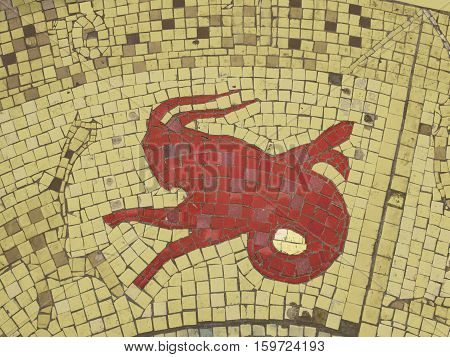 Capricorn zodiac sign in a mosaic style