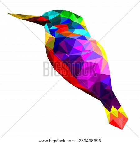 Isolated Of Low Poly Colorful Hummingbird On White Back Ground,animal Geometric,party Birds Concept,