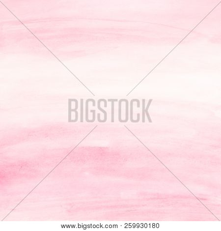 Pink Watercolor Background. Delicate Light Rose Painted Color Texture For Design. Beautiful Handmade