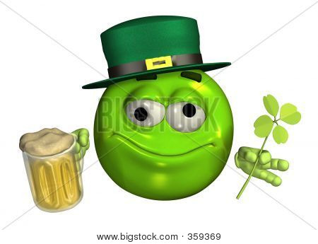 Leprechaun Emoticon With Beer