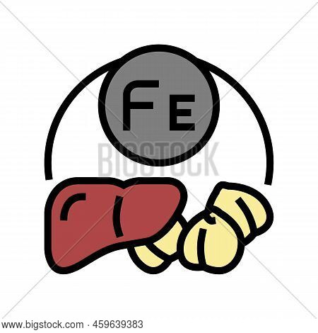 Fe Vitamin Color Icon Vector. Fe Vitamin Sign. Isolated Symbol Illustration