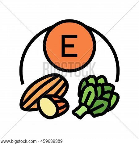 E Vitamin Color Icon Vector. E Vitamin Sign. Isolated Symbol Illustration