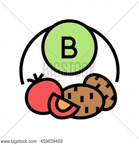 B Vegetable Vitamin Color Icon Vector. B Vegetable Vitamin Sign. Isolated Symbol Illustration