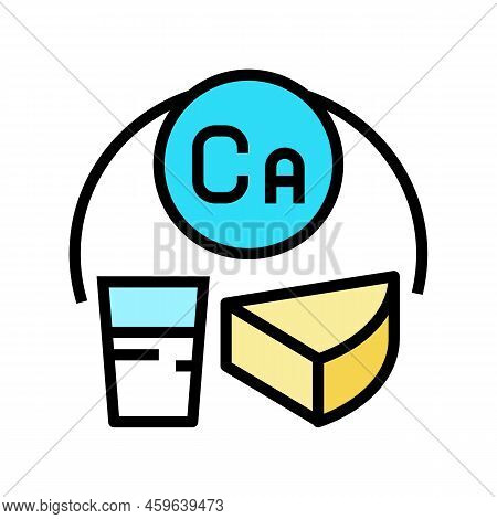 Ca Vitamin In Dairy Food Color Icon Vector. Ca Vitamin In Dairy Food Sign. Isolated Symbol Illustrat