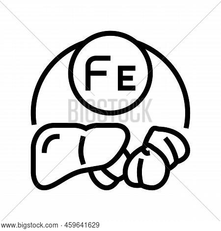 Fe Vitamin Line Icon Vector. Fe Vitamin Sign. Isolated Contour Symbol Black Illustration