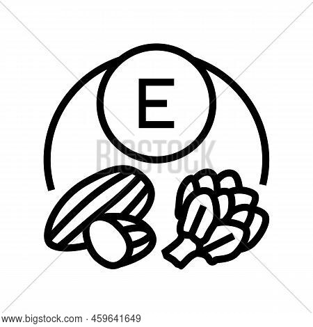 E Vitamin Line Icon Vector. E Vitamin Sign. Isolated Contour Symbol Black Illustration