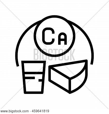 Ca Vitamin In Dairy Food Line Icon Vector. Ca Vitamin In Dairy Food Sign. Isolated Contour Symbol Bl