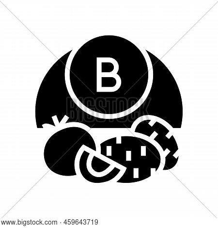 B Vegetable Vitamin Glyph Icon Vector. B Vegetable Vitamin Sign. Isolated Symbol Illustration