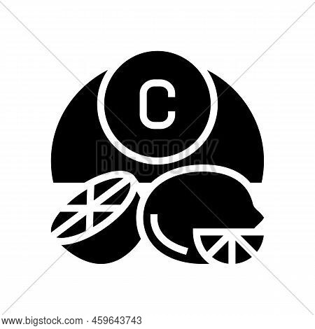 C Vitamin Citrus Glyph Icon Vector. C Vitamin Citrus Sign. Isolated Symbol Illustration