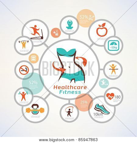 Fitness And Body Care Infographics, Icons Collection