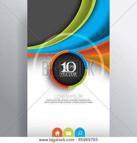 eps10 vector modern corporate business layout background design, wave lines and round elements 