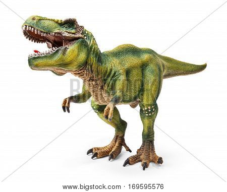 Tyrannosaurus dinosaurs toy isolated on white background with clipping path.