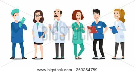 Medicine Doctors. Medical Physician, Hospital Nurse And Doctor With Stethoscope. Medic Healthcare Wo