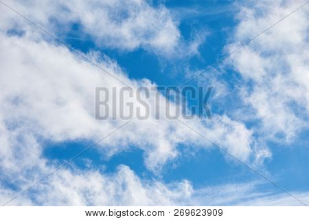 Beautiful Celestial Landscape. Blue Sky And White Clouds.