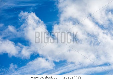 Beautiful Celestial Landscape. Blue Sky And White Clouds.