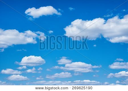 Beautiful Celestial Landscape With Clouds On A Clear Sunny Day.