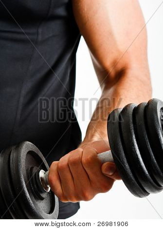 Muscular man lifting weights