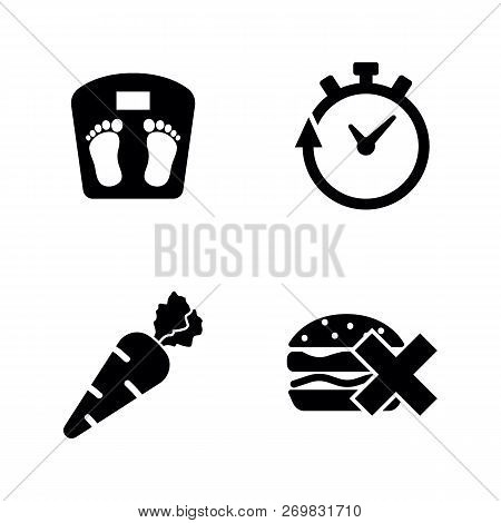 Weight Loss, Burning Diet. Simple Related Vector Icons Set For Video, Mobile Apps, Web Sites, Print 