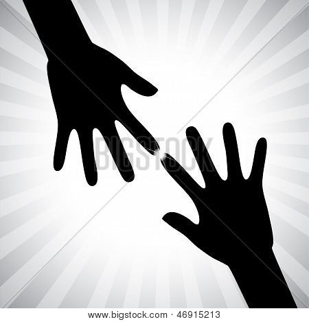 Concept Vector Graphic- Two Hand Silhouettes Touching Each Other