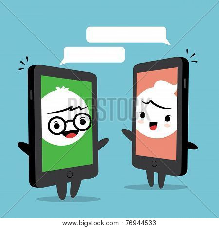 Smartphone Chat Cartoon