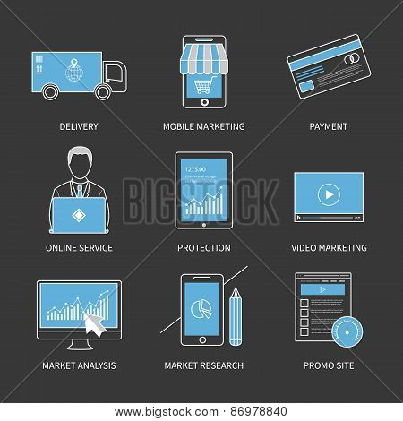 Flat design modern vector illustration concept for delivery, mobile marketing, payment, online servi