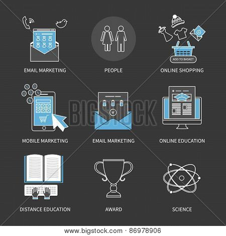 Flat design modern vector illustration concept for online shopping, mobile marketing, e-commerce, aw