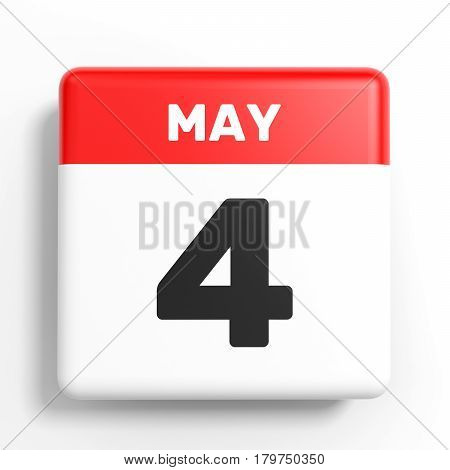 May 4. Calendar On White Background.