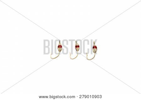 Winter Fishing Jig. Different Shapes And Sizes. Isolated On White Background. Illustrative Editorial