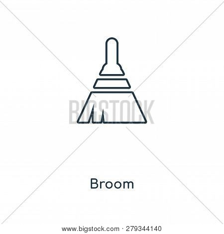 Broom Icon In Trendy Design Style. Broom Icon Isolated On White Background. Broom Vector Icon Simple