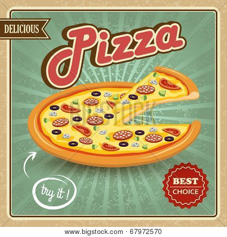 Pizza retro poster