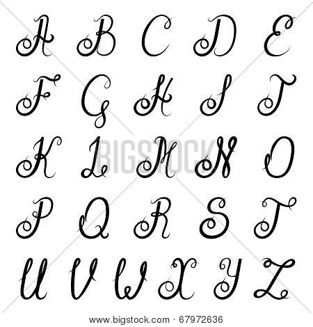 Calligraphy alphabet black