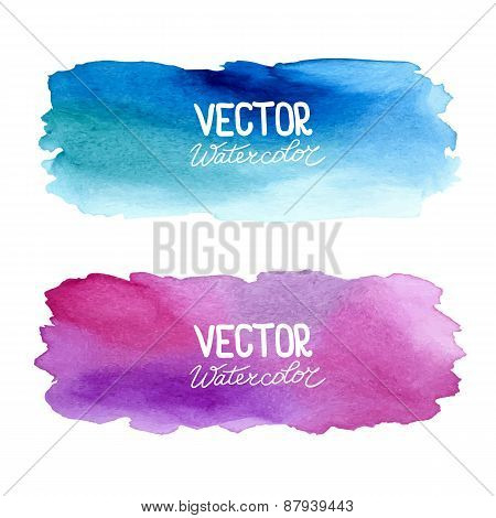 Vector watercolor banners. Abstract background with watercolors