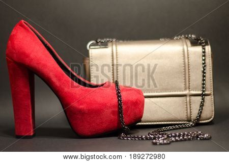 Heels Stilettos Red With Bag